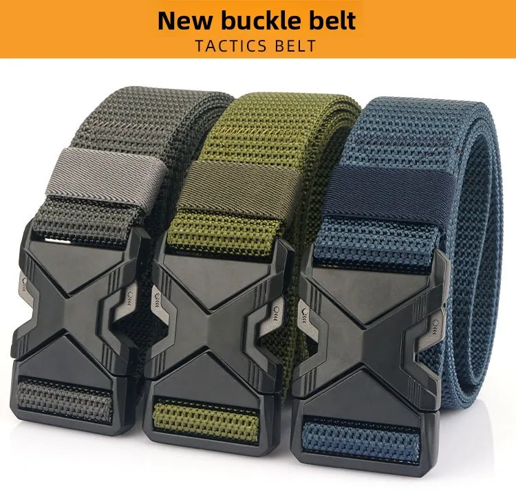 Men's Tactical Belt Nylon Braided Outdoor Training Military Belt Canva Casual Mountainee Trouser Pants Jeans Buckle Waist Belt