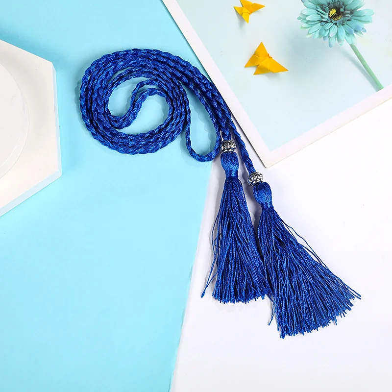 Ladies Belts Fashion Chinese Braided Style Woven Tassel Belt Women's Bohemian Tassel Waistband Waist Rope Dress Accessories