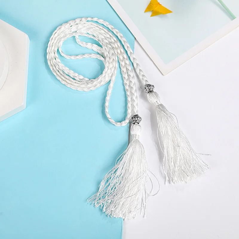 Ladies Belts Fashion Chinese Braided Style Woven Tassel Belt Women's Bohemian Tassel Waistband Waist Rope Dress Accessories