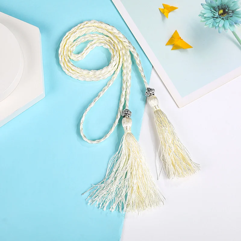 Ladies Belts Fashion Chinese Braided Style Woven Tassel Belt Women's Bohemian Tassel Waistband Waist Rope Dress Accessories
