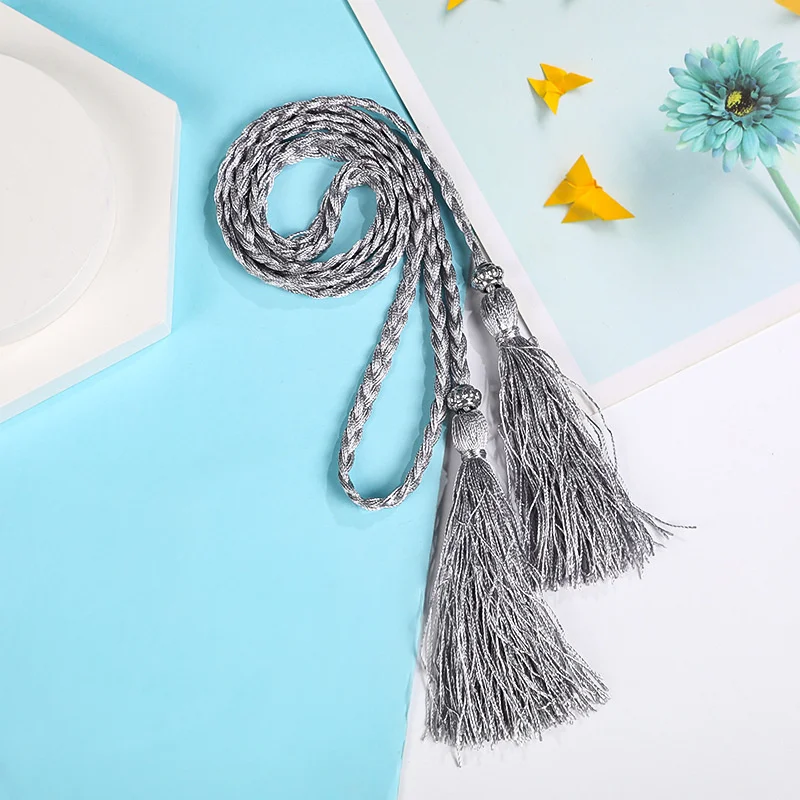 Ladies Belts Fashion Chinese Braided Style Woven Tassel Belt Women's Bohemian Tassel Waistband Waist Rope Dress Accessories