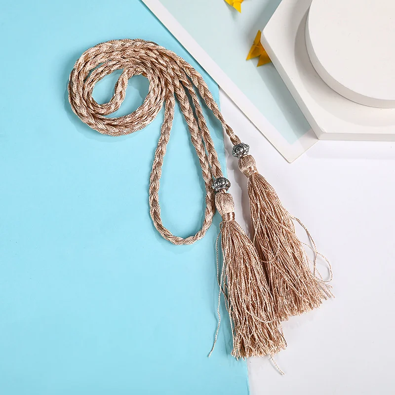 Ladies Belts Fashion Chinese Braided Style Woven Tassel Belt Women's Bohemian Tassel Waistband Waist Rope Dress Accessories