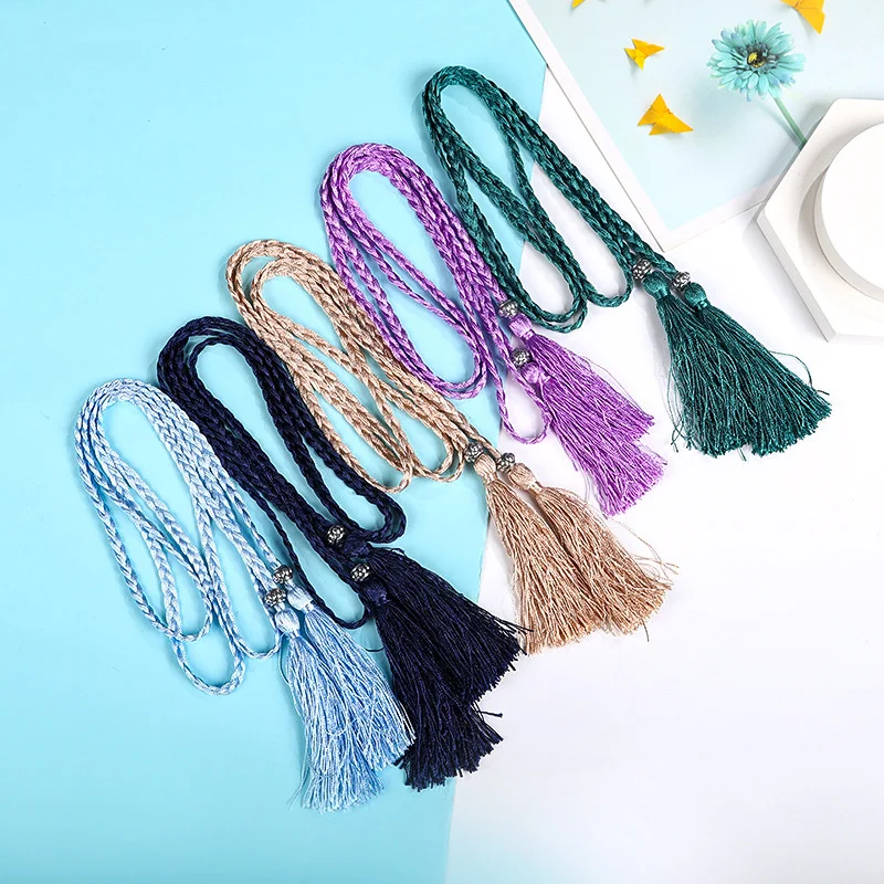 Ladies Belts Fashion Chinese Braided Style Woven Tassel Belt Women's Bohemian Tassel Waistband Waist Rope Dress Accessories