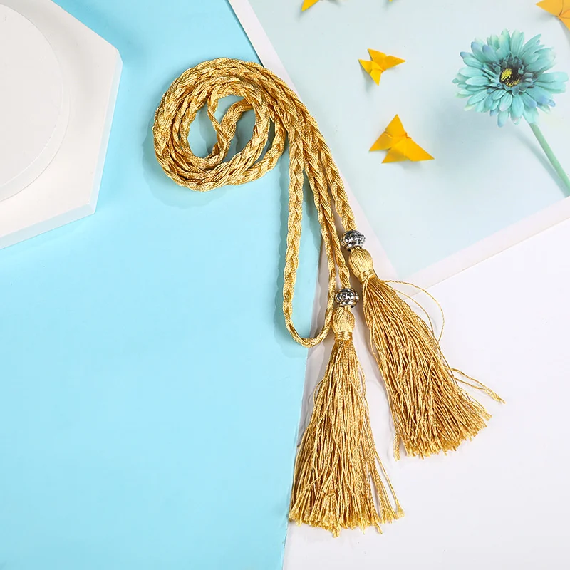 Ladies Belts Fashion Chinese Braided Style Woven Tassel Belt Women's Bohemian Tassel Waistband Waist Rope Dress Accessories