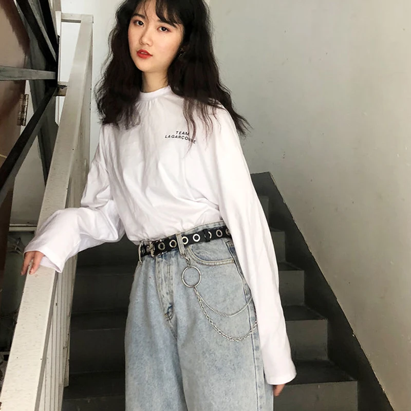 Men Women Punk Belt PU Leather Pin Buckle Jeans Strap Korean Full Hole Decorative Pants Chain Boys Girls Street Retro Waistband