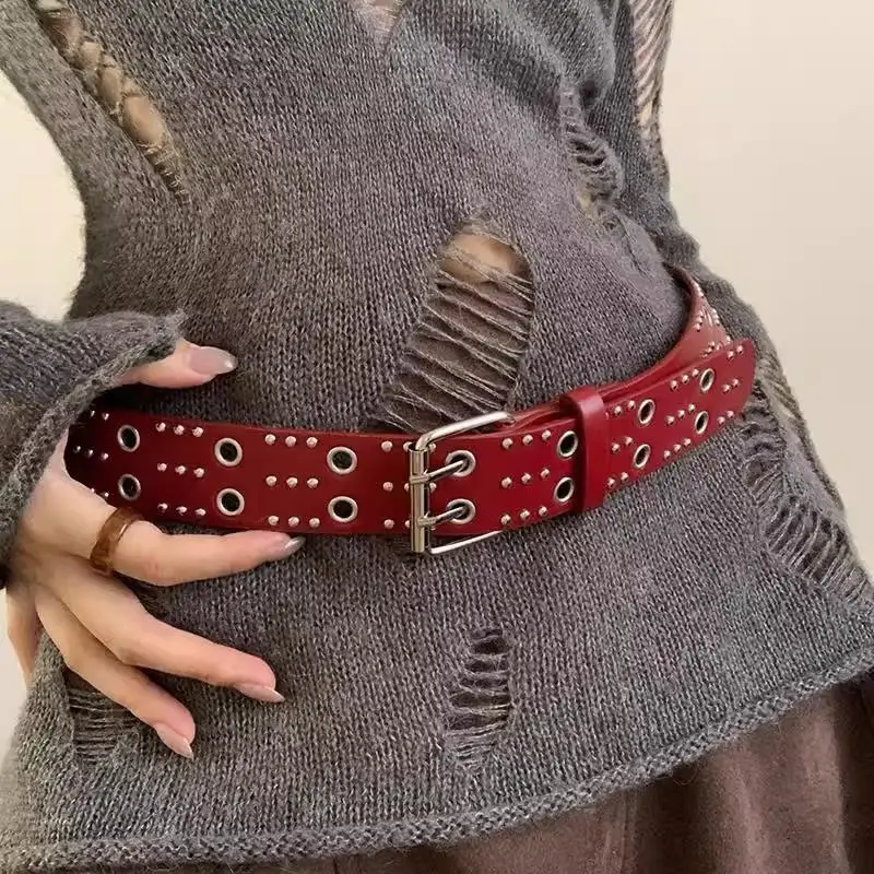 〔Funny〕Women's Rivet Belt Fashion Casual Punk Style Pu Leather Waistband Personalized Waistband Decoration Accessory