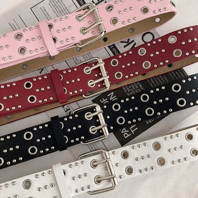 〔Funny〕Women's Rivet Belt Fashion Casual Punk Style Pu Leather Waistband Personalized Waistband Decoration Accessory