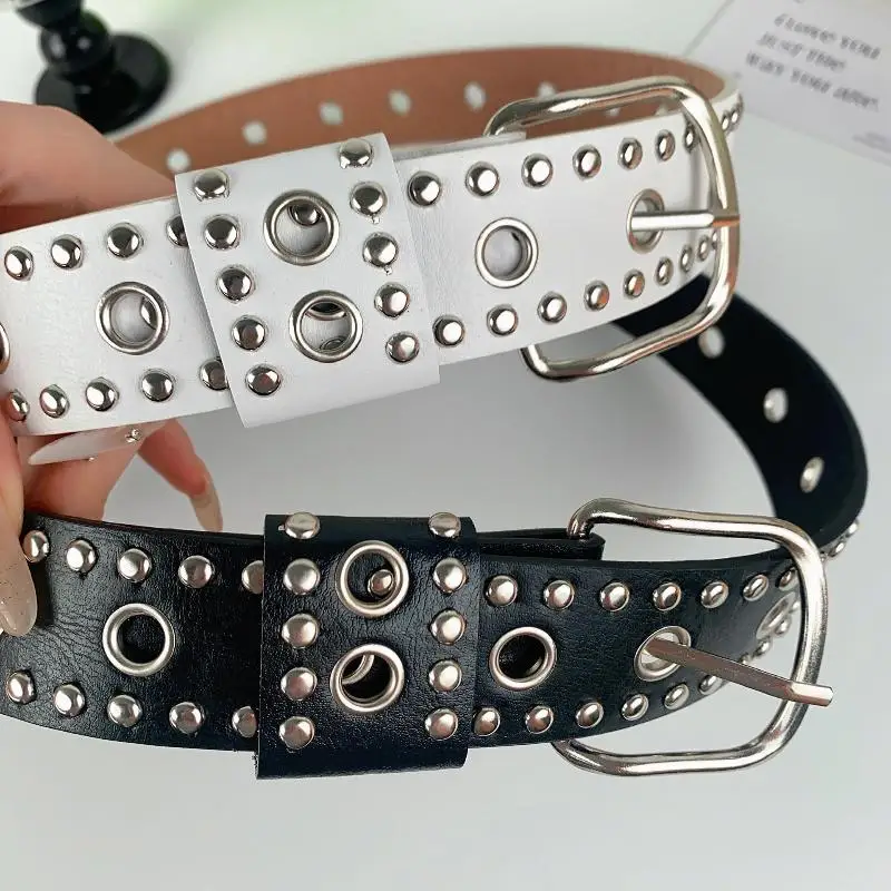 〔Funny〕Women's Rivet Belt Fashion Casual Punk Style Pu Leather Waistband Personalized Waistband Decoration Accessory