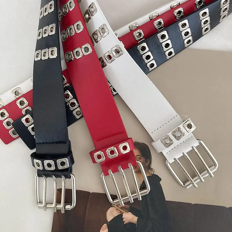 〔Funny〕Women's Rivet Belt Fashion Casual Punk Style Pu Leather Waistband Personalized Waistband Decoration Accessory