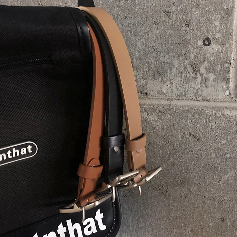 Fashion Teenagers Jeans Belt Chic Geometric Pin Buckle Black Girdle Strap Korean Vintage Waistband For Men Women PU Leather Belt
