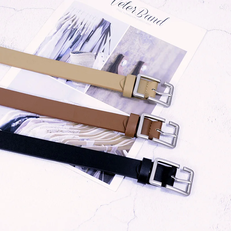 Fashion Teenagers Jeans Belt Chic Geometric Pin Buckle Black Girdle Strap Korean Vintage Waistband For Men Women PU Leather Belt