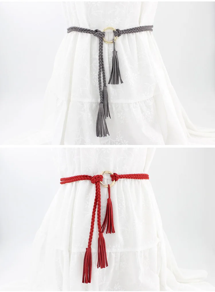 New Thin Rope Weaving Female Fashion Tie Waist Belts Women Party Dress Wild Small Belt Strap Cinturon Mujer Cinto Feminino Gift