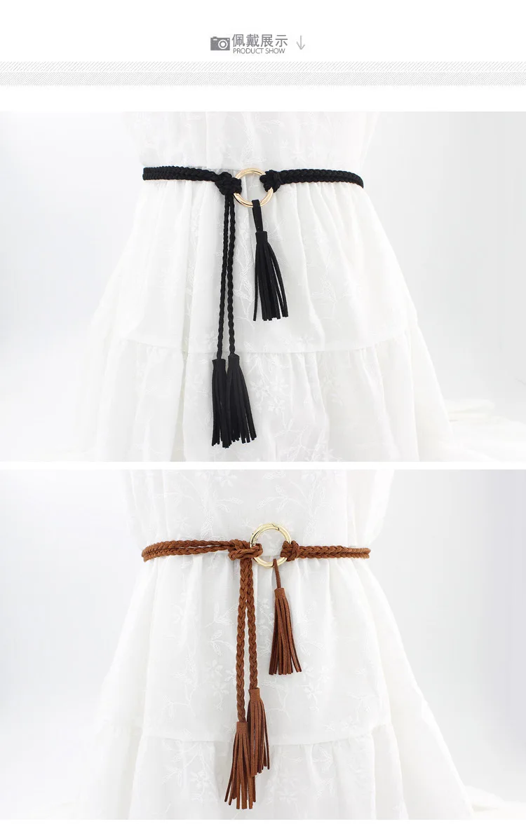 New Thin Rope Weaving Female Fashion Tie Waist Belts Women Party Dress Wild Small Belt Strap Cinturon Mujer Cinto Feminino Gift