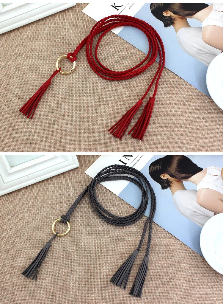 New Thin Rope Weaving Female Fashion Tie Waist Belts Women Party Dress Wild Small Belt Strap Cinturon Mujer Cinto Feminino Gift