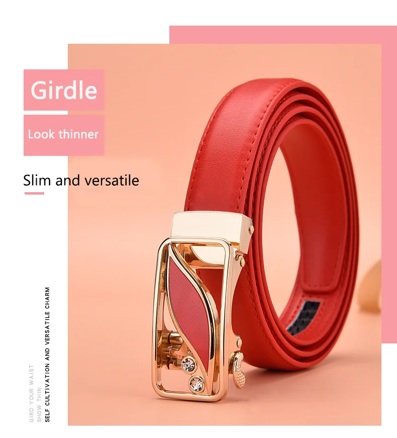 Fashion Women's Belt Versatile Automatic Buckle Belt High Quality PU Leather Youth Trend Casual Strap for Women