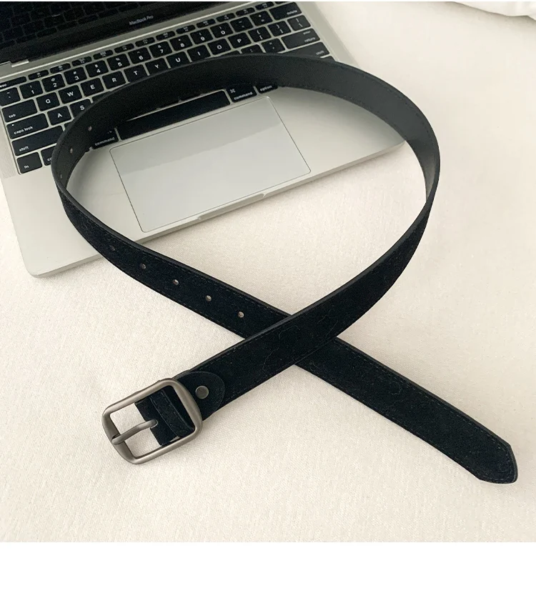 Korean Version Of Retro Velvet Brown Belt For Women A Small Number Of Skirts And Jeans Belts With A High-End Feel