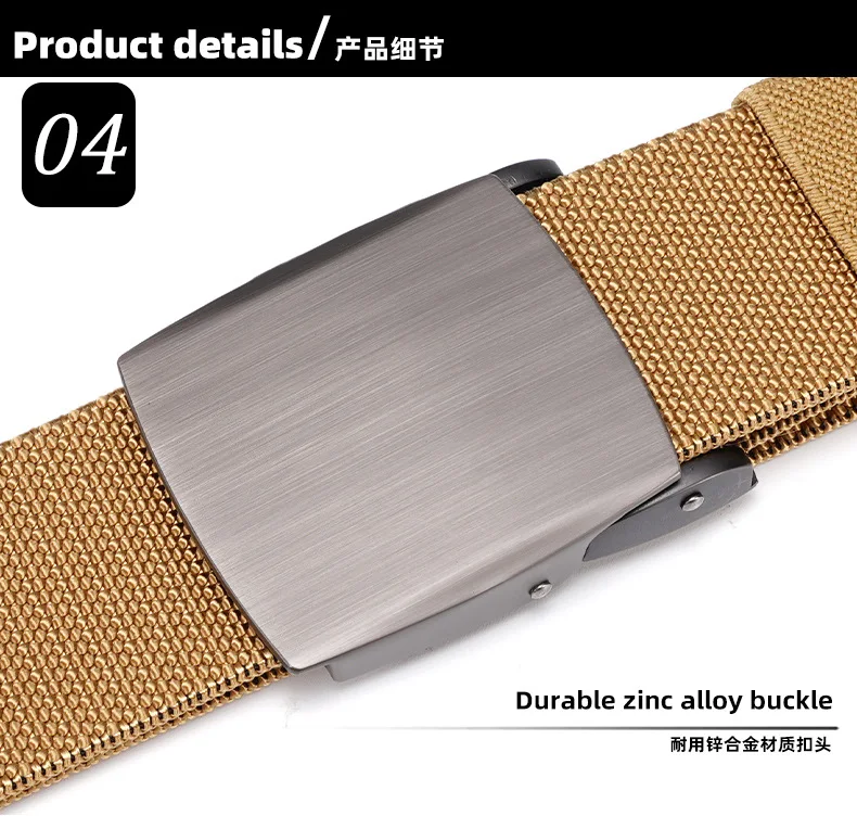 New Golf Sports Elastic Belt Fashion Belt Metal Automatic Buckle Tough Stretch Nylon Men Work belt 120CM Big Size Belts