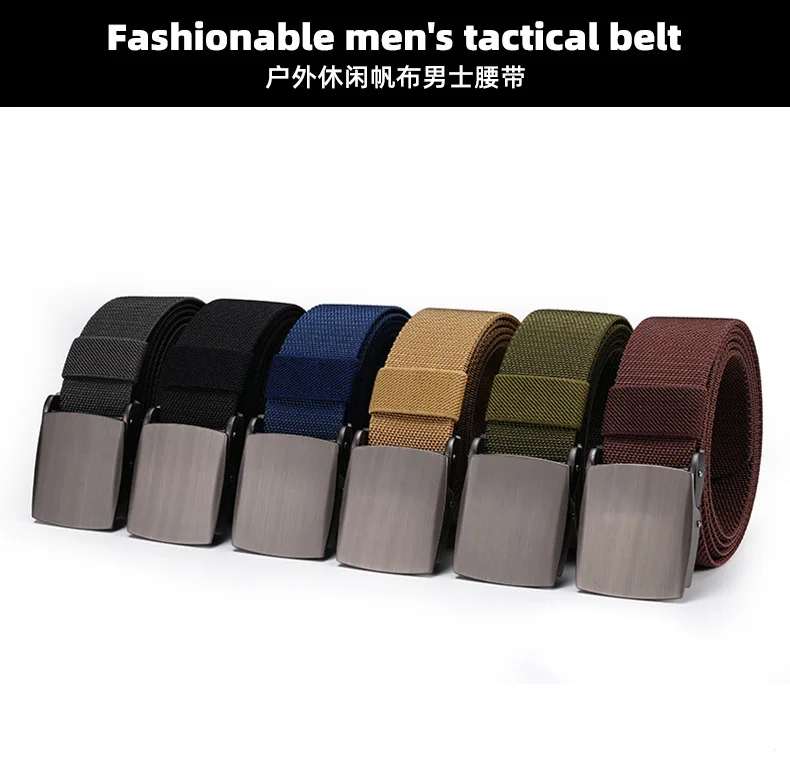 New Golf Sports Elastic Belt Fashion Belt Metal Automatic Buckle Tough Stretch Nylon Men Work belt 120CM Big Size Belts