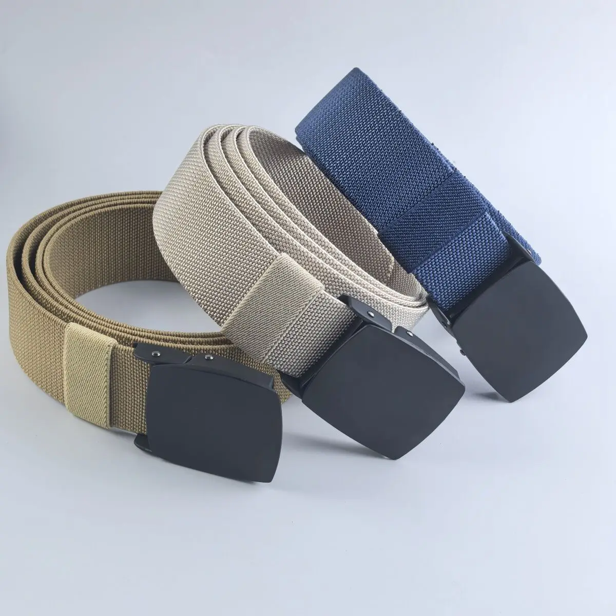 New Golf Sports Elastic Belt Fashion Belt Metal Automatic Buckle Tough Stretch Nylon Men Work belt 120CM Big Size Belts