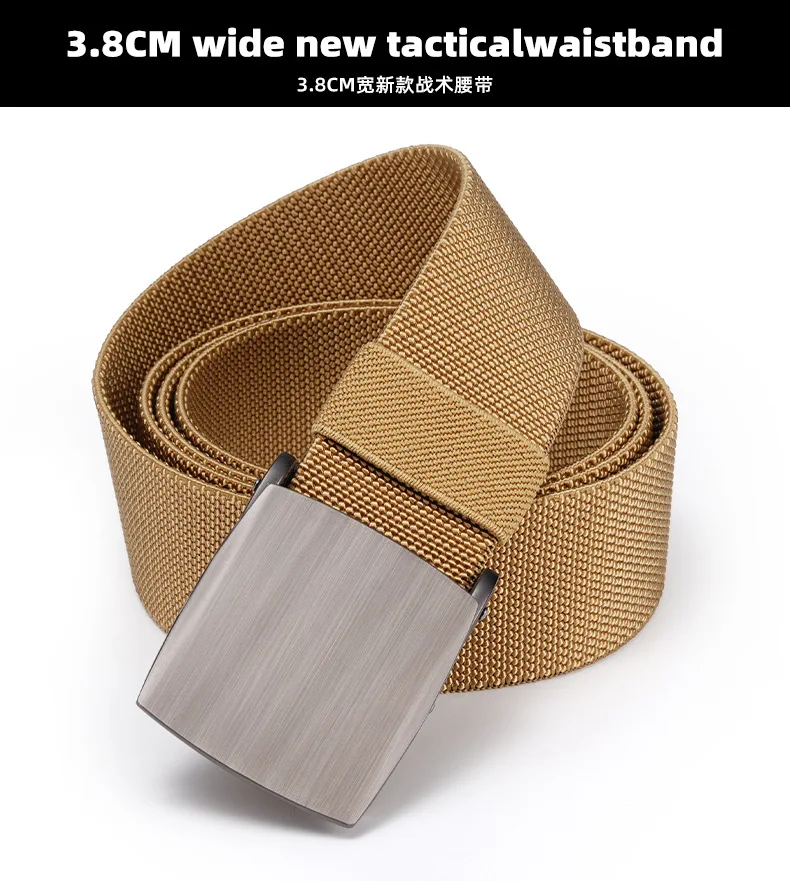New Golf Sports Elastic Belt Fashion Belt Metal Automatic Buckle Tough Stretch Nylon Men Work belt 120CM Big Size Belts