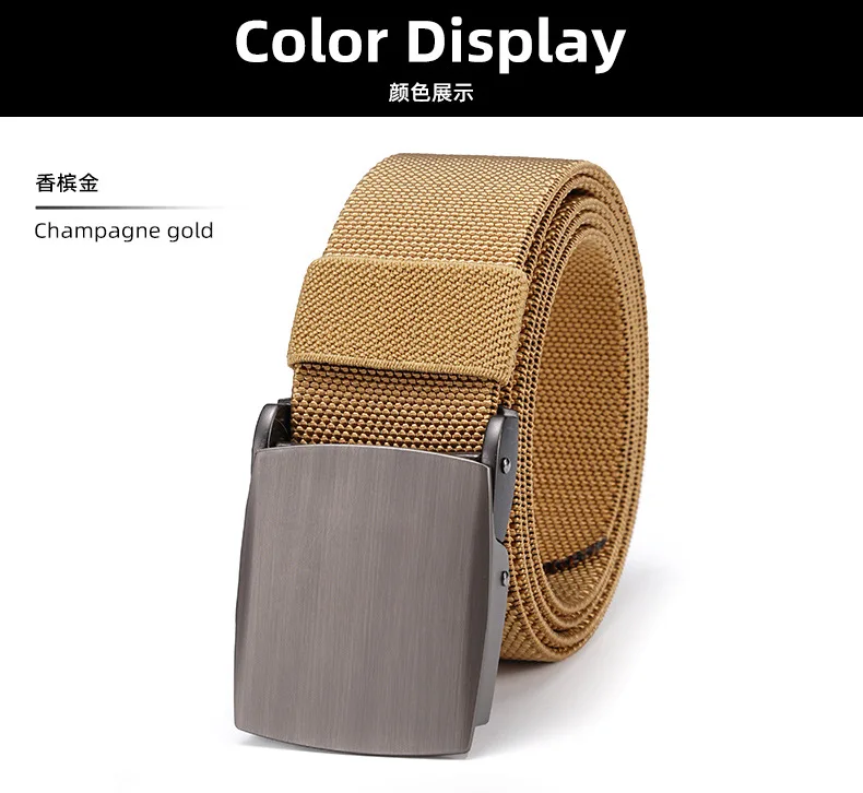 New Golf Sports Elastic Belt Fashion Belt Metal Automatic Buckle Tough Stretch Nylon Men Work belt 120CM Big Size Belts