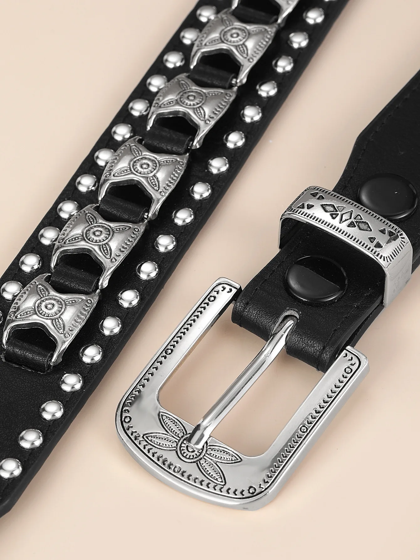 Maikun New Men's European And American Punk Belt Fashion Women's Rivet Wide Waist Cross Border Jeans Belt Unisex