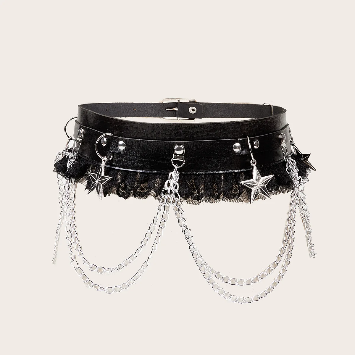 Fashion Harajuku Dark Girl Punk Gothic Style Single-breasted Buttonhole Belt Decoration Jk Waist Chain Strap Women Dress Belt