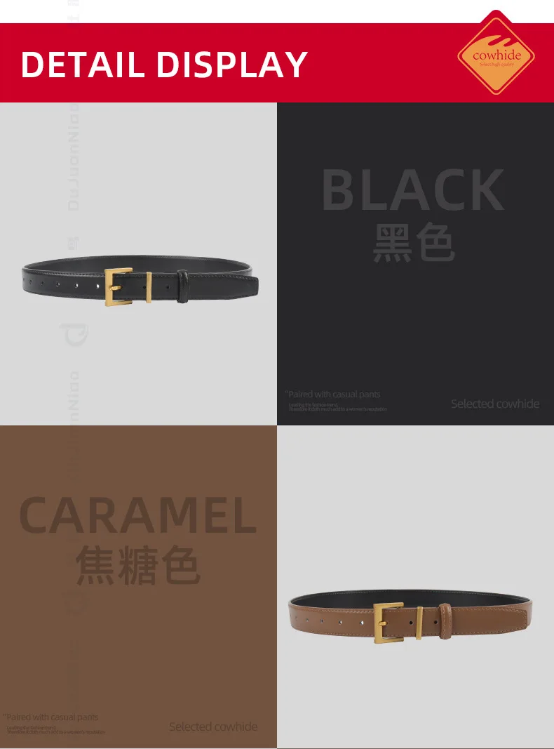New Genuine Leather Women's Belt Simple Retro Women's Belt Paired with Jeans Casual Pants Width 2.8cm Luxury  Designer Belt