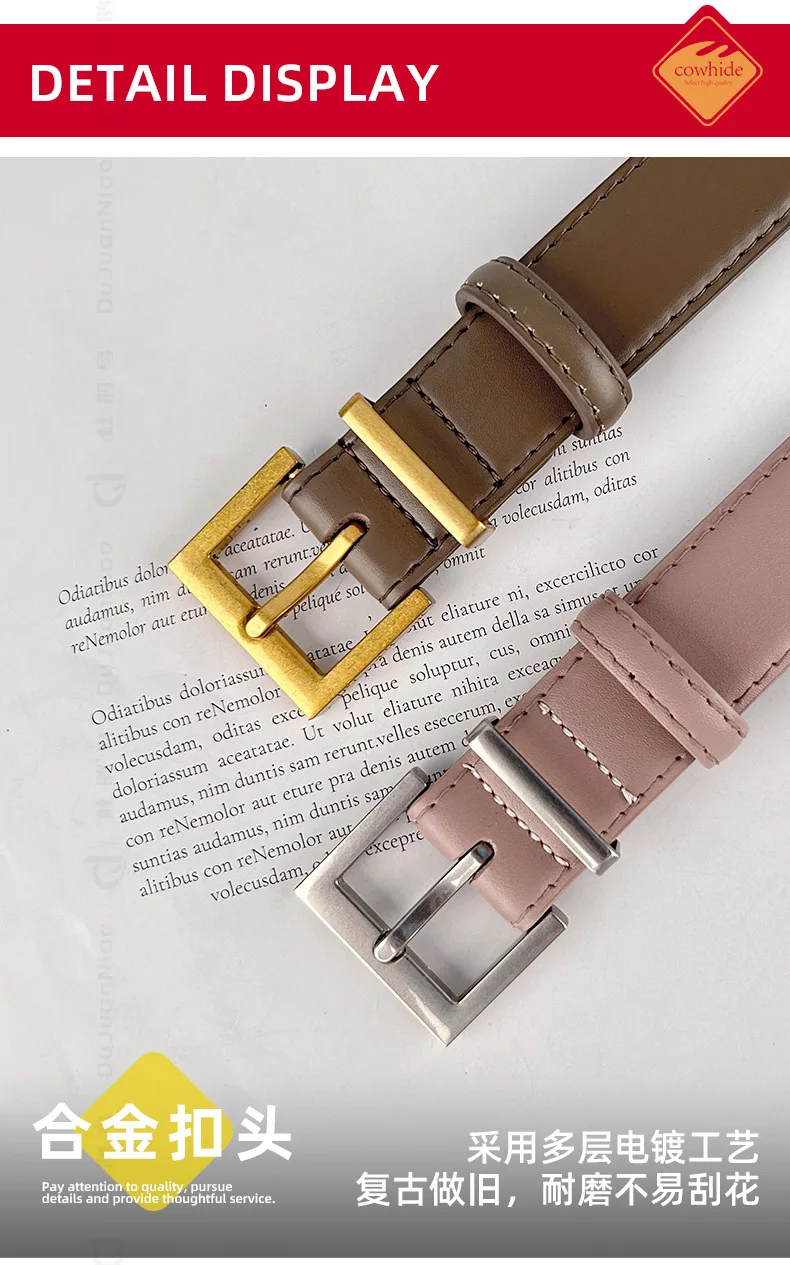 New Genuine Leather Women's Belt Simple Retro Women's Belt Paired with Jeans Casual Pants Width 2.8cm Luxury  Designer Belt