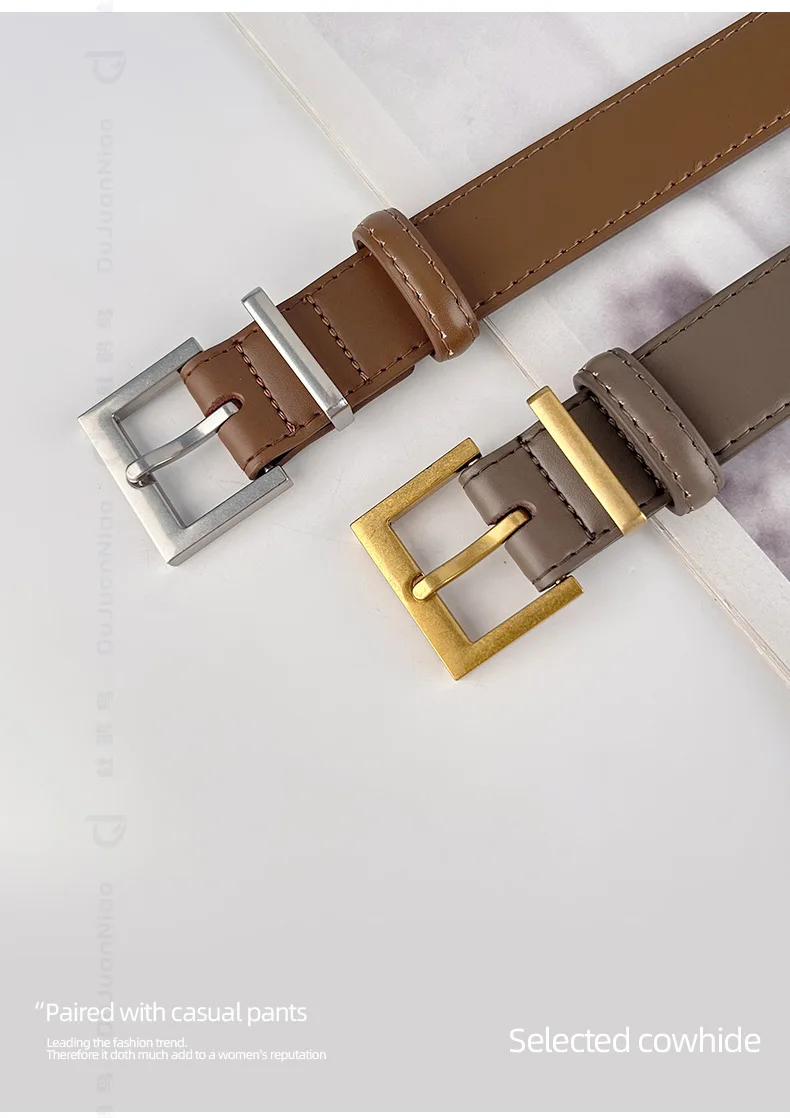 New Genuine Leather Women's Belt Simple Retro Women's Belt Paired with Jeans Casual Pants Width 2.8cm Luxury  Designer Belt
