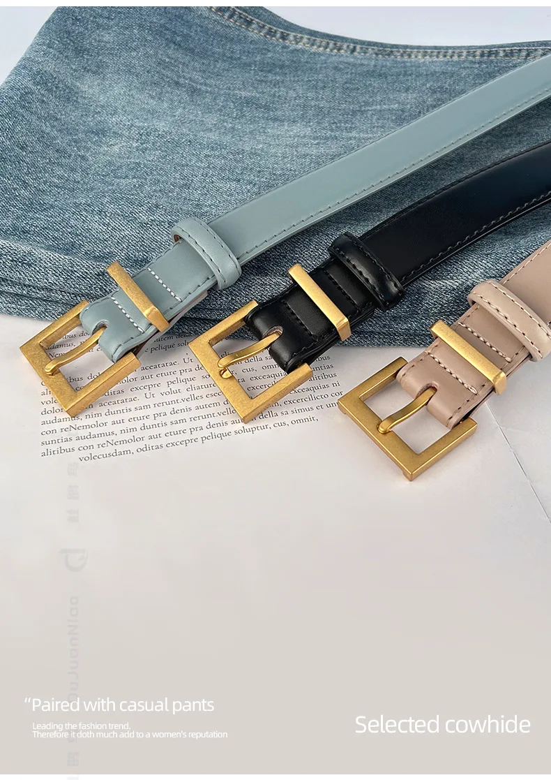 New Genuine Leather Women's Belt Simple Retro Women's Belt Paired with Jeans Casual Pants Width 2.8cm Luxury  Designer Belt