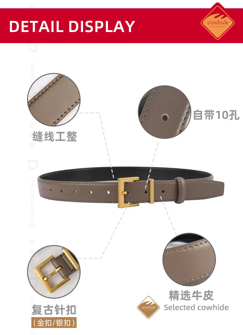 New Genuine Leather Women's Belt Simple Retro Women's Belt Paired with Jeans Casual Pants Width 2.8cm Luxury  Designer Belt