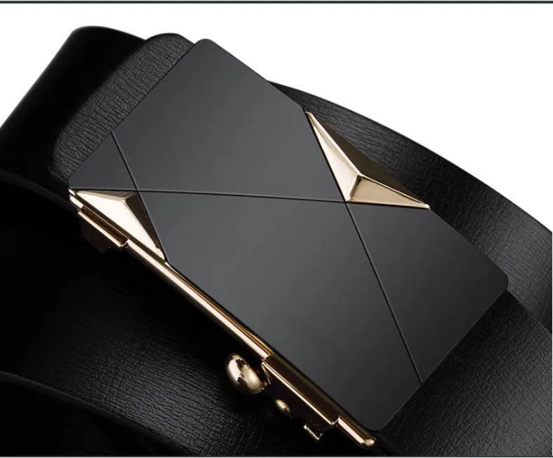 Men's Belt Black Automatic Buckle PU Belt Fashion Brand Luxury PU Leather Belt Business Casual Belt Trend Stylish Waist Belt Man