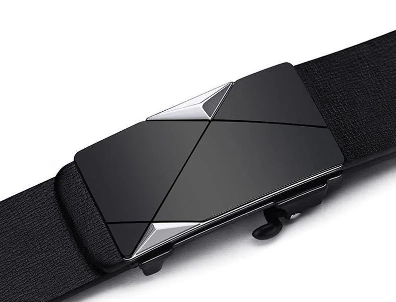 Men's Belt Black Automatic Buckle PU Belt Fashion Brand Luxury PU Leather Belt Business Casual Belt Trend Stylish Waist Belt Man