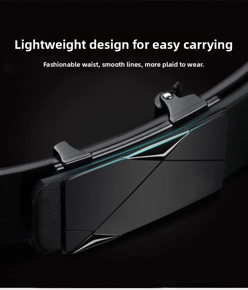 Men's Belt Black Automatic Buckle PU Belt Fashion Brand Luxury PU Leather Belt Business Casual Belt Trend Stylish Waist Belt Man