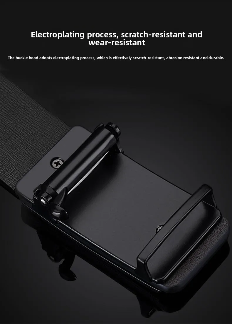 Men's Belt Black Automatic Buckle PU Belt Fashion Brand Luxury PU Leather Belt Business Casual Belt Trend Stylish Waist Belt Man