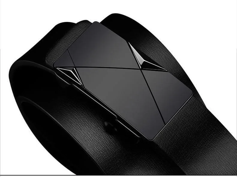 Men's Belt Black Automatic Buckle PU Belt Fashion Brand Luxury PU Leather Belt Business Casual Belt Trend Stylish Waist Belt Man