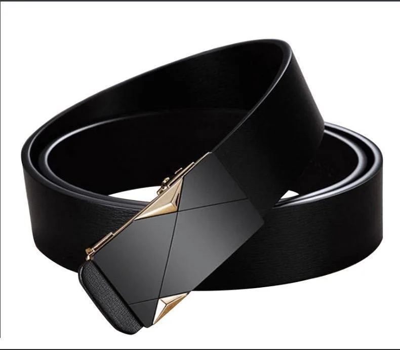 Men's Belt Black Automatic Buckle PU Belt Fashion Brand Luxury PU Leather Belt Business Casual Belt Trend Stylish Waist Belt Man