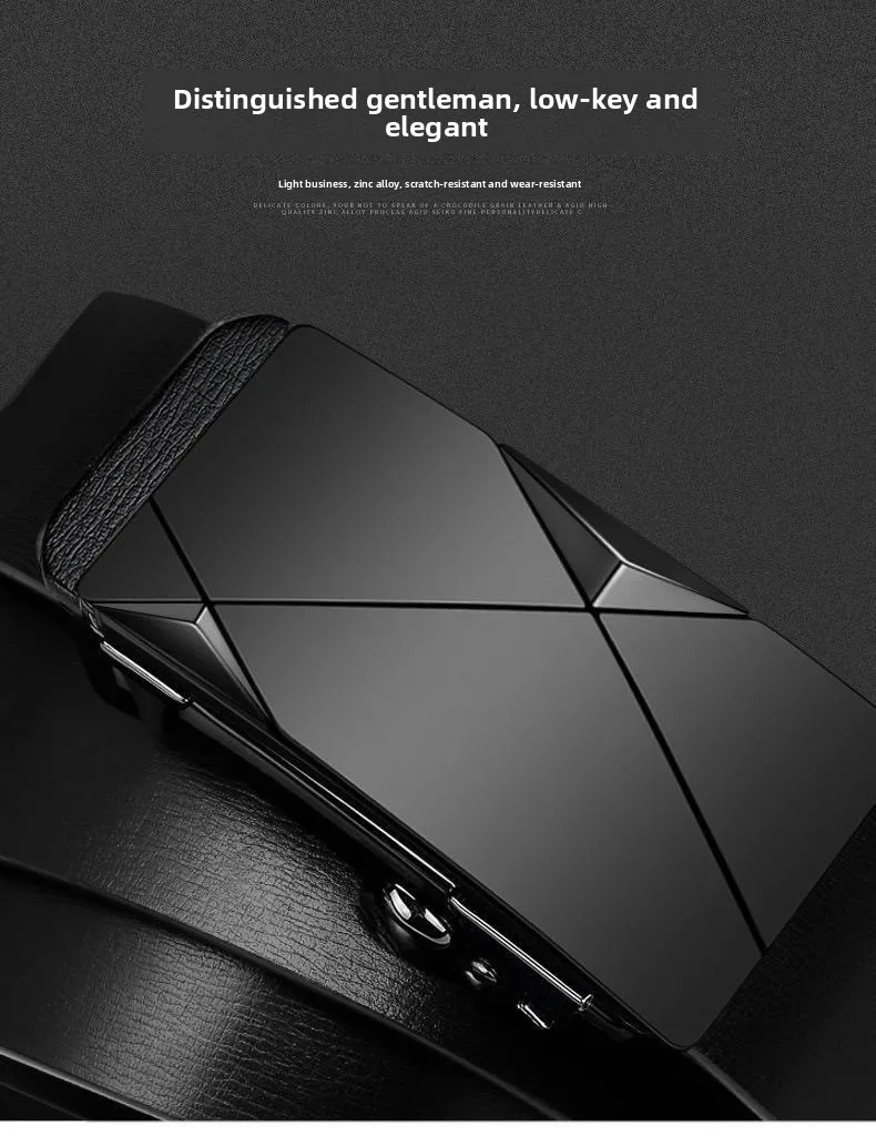 Men's Belt Black Automatic Buckle PU Belt Fashion Brand Luxury PU Leather Belt Business Casual Belt Trend Stylish Waist Belt Man