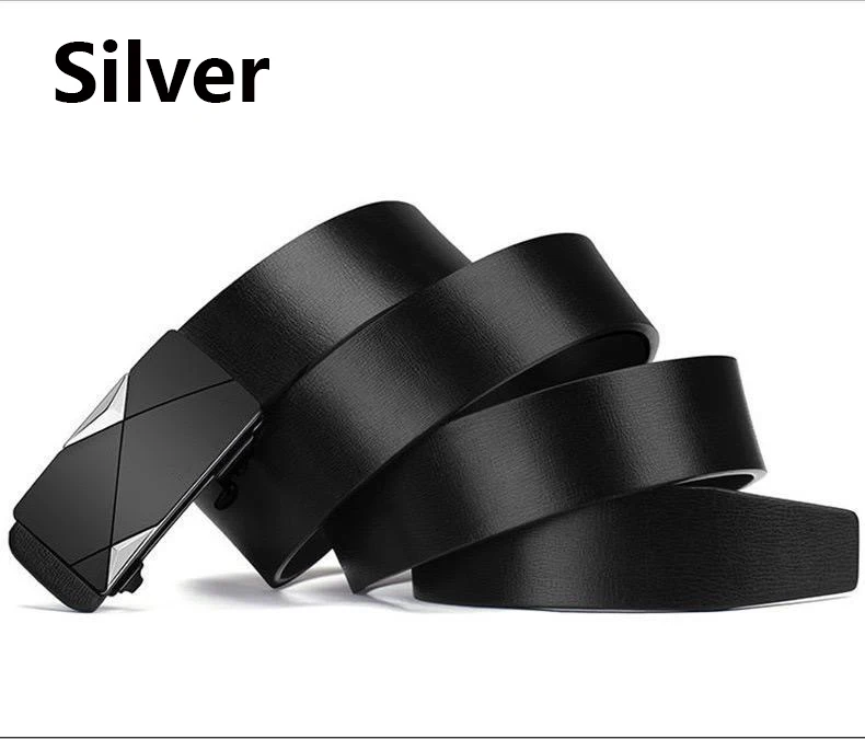 Men's Belt Black Automatic Buckle PU Belt Fashion Brand Luxury PU Leather Belt Business Casual Belt Trend Stylish Waist Belt Man