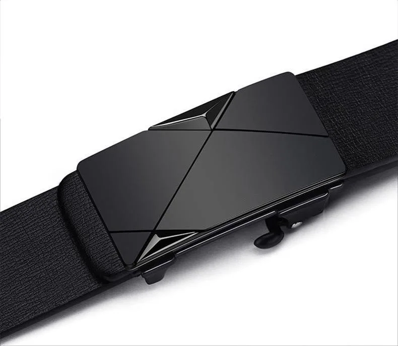 Men's Belt Black Automatic Buckle PU Belt Fashion Brand Luxury PU Leather Belt Business Casual Belt Trend Stylish Waist Belt Man