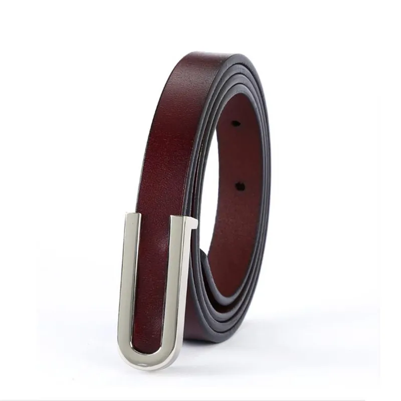 High Quality Real Cowskin Leather Belt Fashion Alloy Buckle Retro Ladies Thin Belts for Women Wild Jumpsuit Ceinture