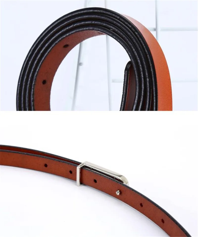 High Quality Real Cowskin Leather Belt Fashion Alloy Buckle Retro Ladies Thin Belts for Women Wild Jumpsuit Ceinture