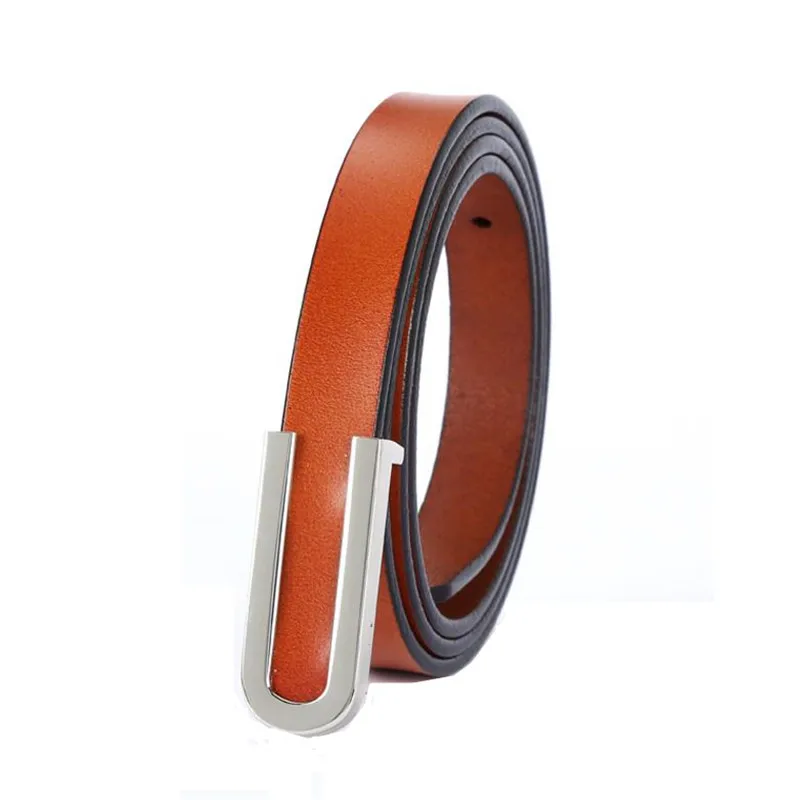 High Quality Real Cowskin Leather Belt Fashion Alloy Buckle Retro Ladies Thin Belts for Women Wild Jumpsuit Ceinture