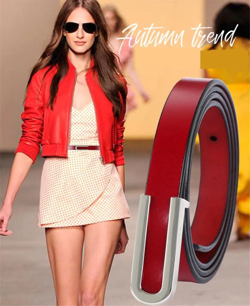 High Quality Real Cowskin Leather Belt Fashion Alloy Buckle Retro Ladies Thin Belts for Women Wild Jumpsuit Ceinture