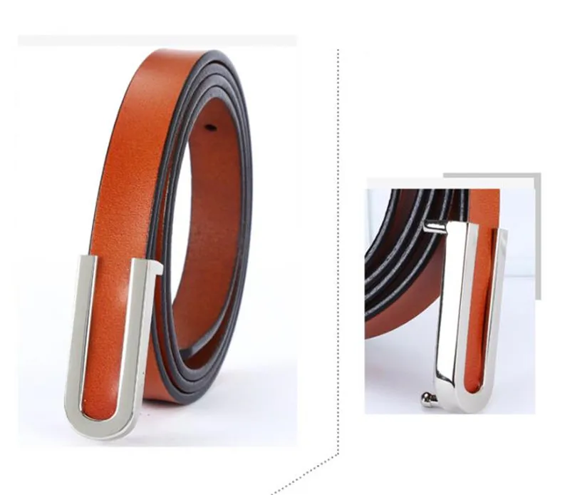 High Quality Real Cowskin Leather Belt Fashion Alloy Buckle Retro Ladies Thin Belts for Women Wild Jumpsuit Ceinture