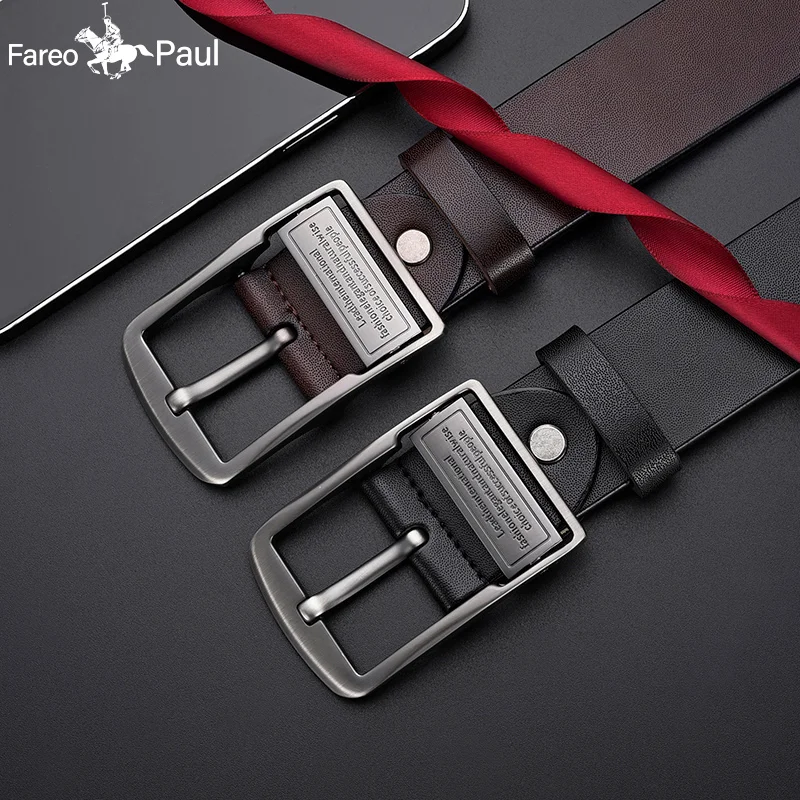 New Leather Cowhide Men's Belt Fashion Metal Alloy Pin Buckle Adult Luxury Brand Jeans Business Casual Waist Male Strap Brand