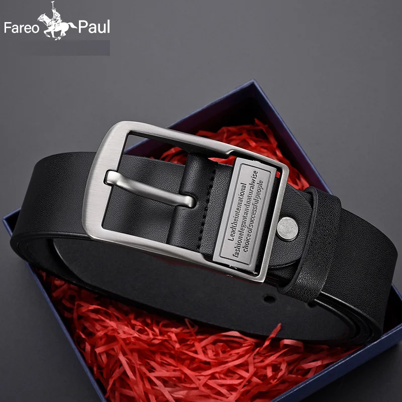New Leather Cowhide Men's Belt Fashion Metal Alloy Pin Buckle Adult Luxury Brand Jeans Business Casual Waist Male Strap Brand