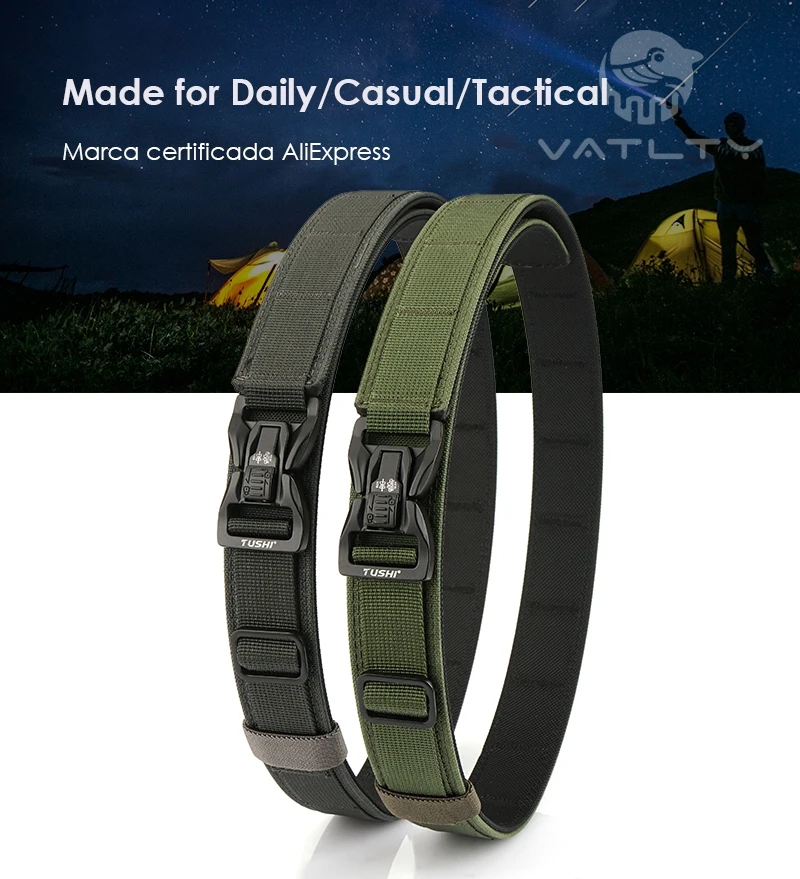 VATLTY New Rigid Trouser Belt for Men Metal Buckle Quick Release Military Tactical Belt Thick Nylon Casual Belt Male Girdle