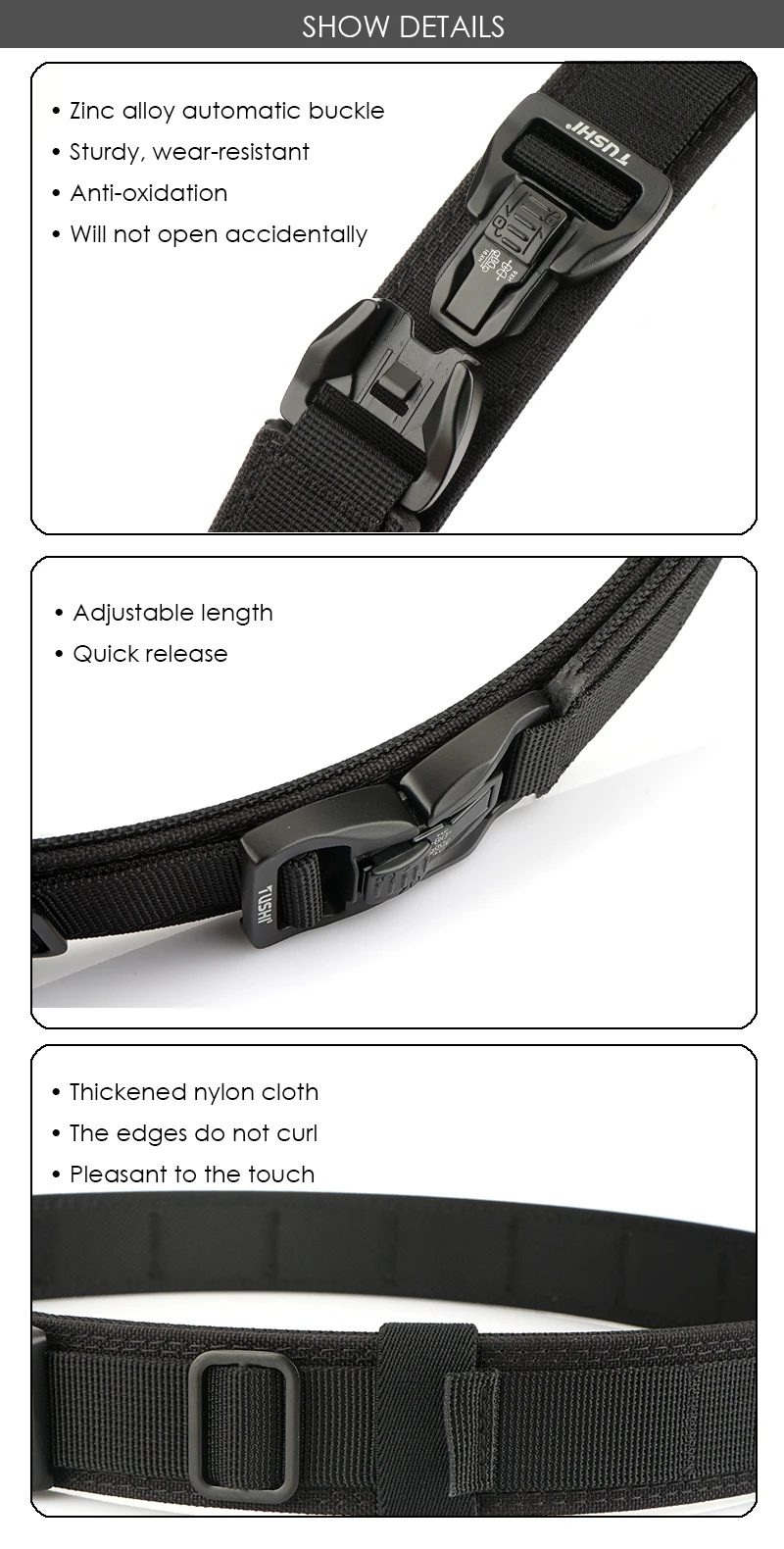 VATLTY New Rigid Trouser Belt for Men Metal Buckle Quick Release Military Tactical Belt Thick Nylon Casual Belt Male Girdle